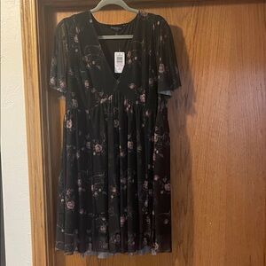 Torrid Nightfall Tiered Mini Dress smitten kitten floral deep black